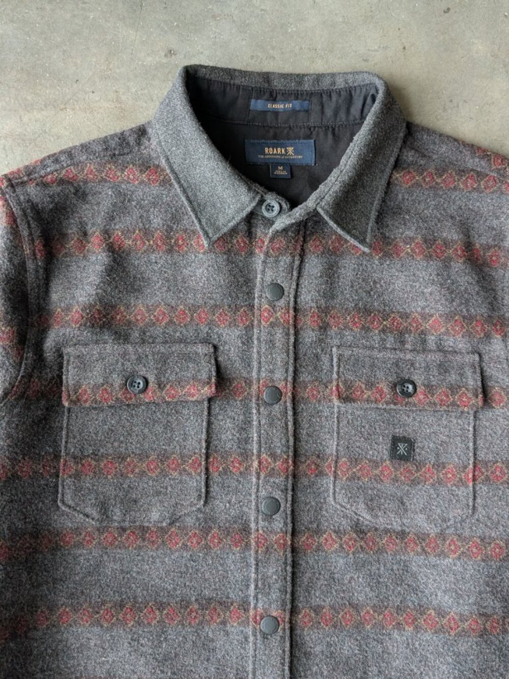 Roark Nordsman Flannel Shirt Jacket Shacket Gray Red Striped Wool Blend medium - Picture 3 of 9